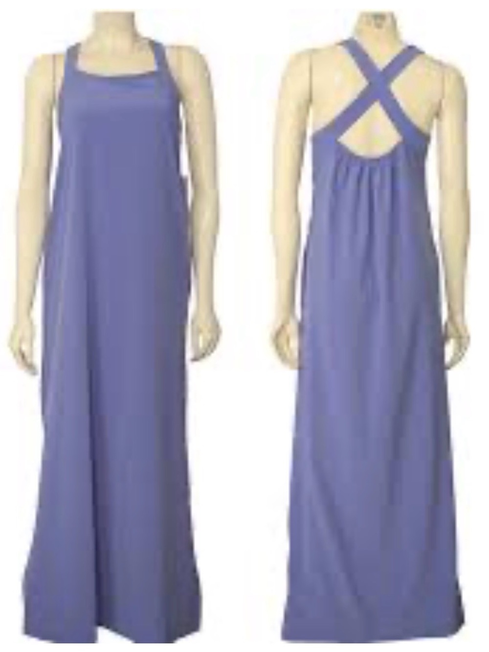 Athleta Arrival Periwinkle Maxi Dress with Cross-Back Straps